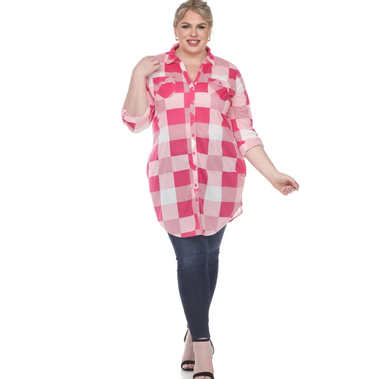 Plaid Tunic Shirt - Plus