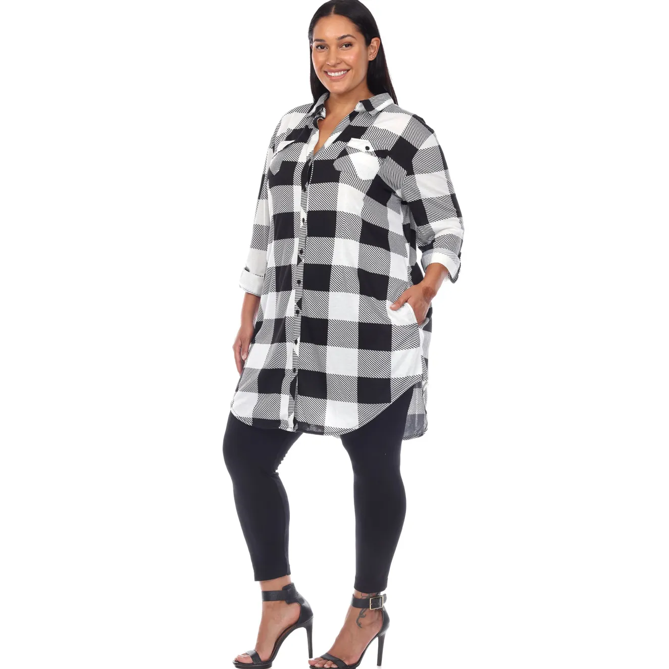 Plaid Tunic Shirt - Plus