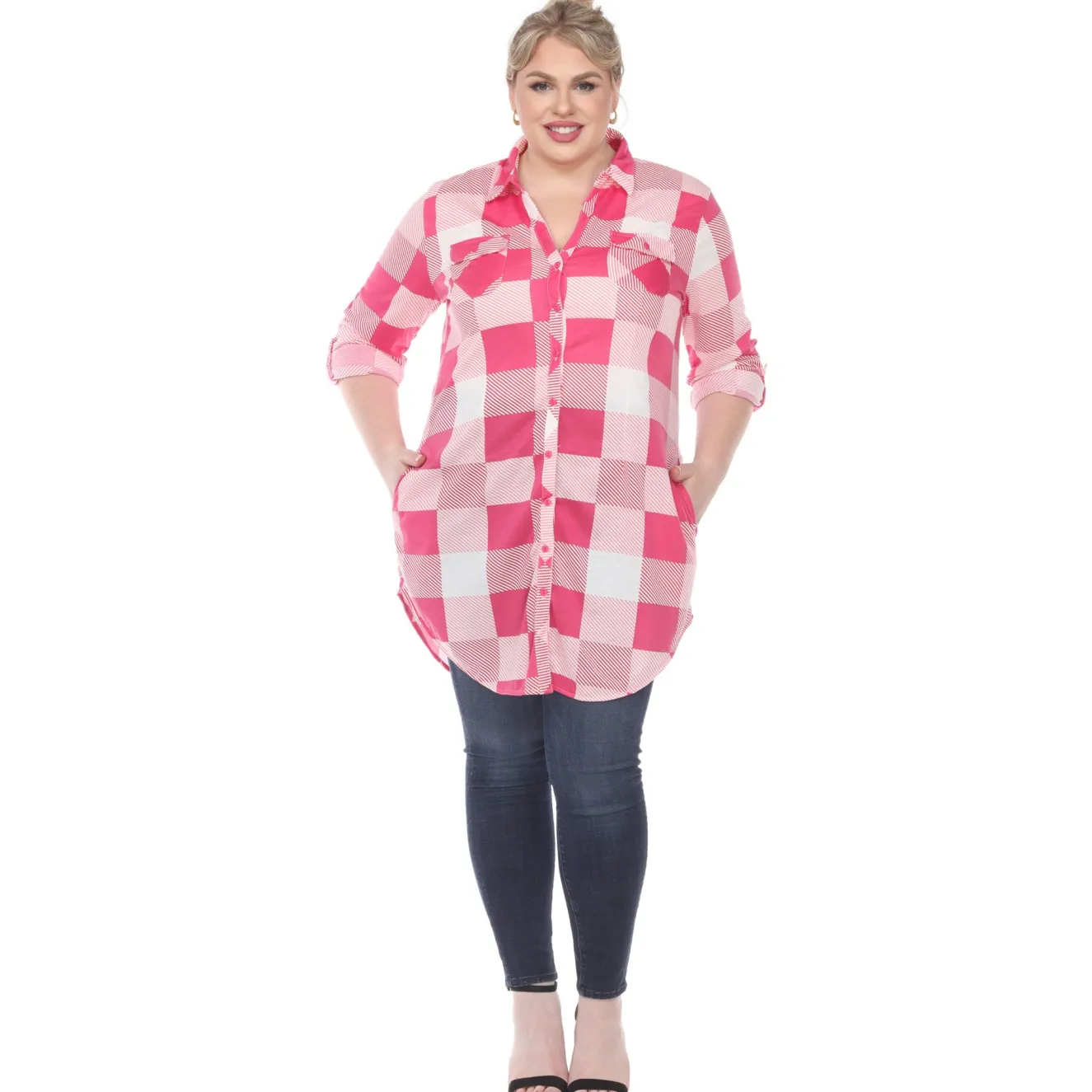 Plaid Tunic Shirt - Plus