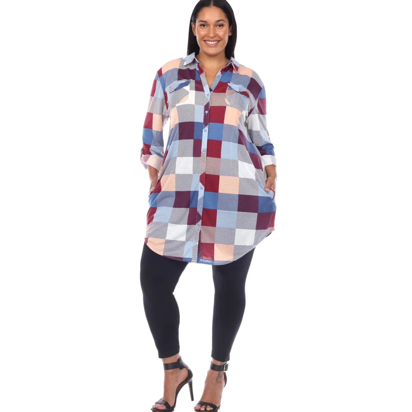 Plaid Tunic Shirt - Plus