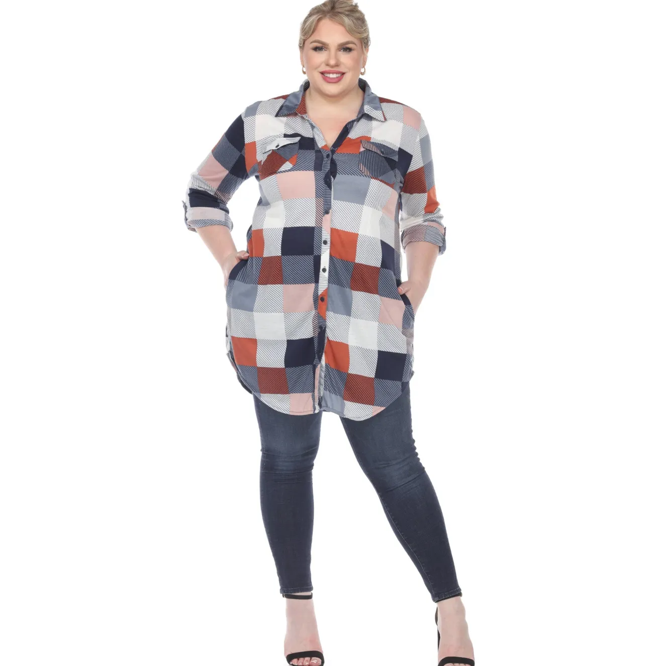Plaid Tunic Shirt - Plus