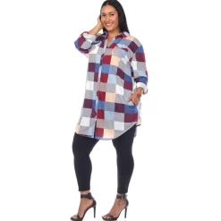 Plaid Tunic Shirt - Plus