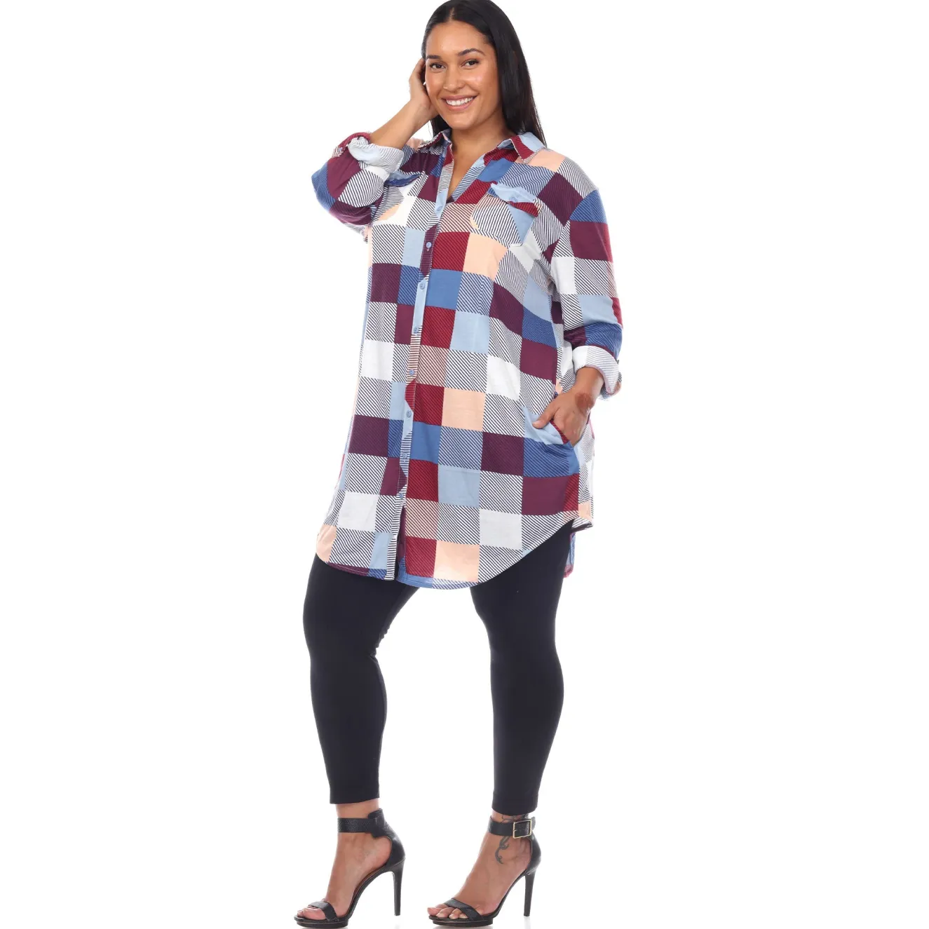 Plaid Tunic Shirt - Plus