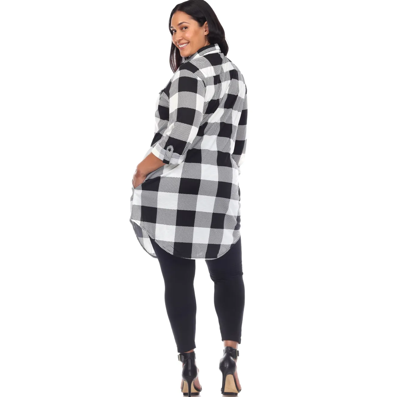 Plaid Tunic Shirt - Plus