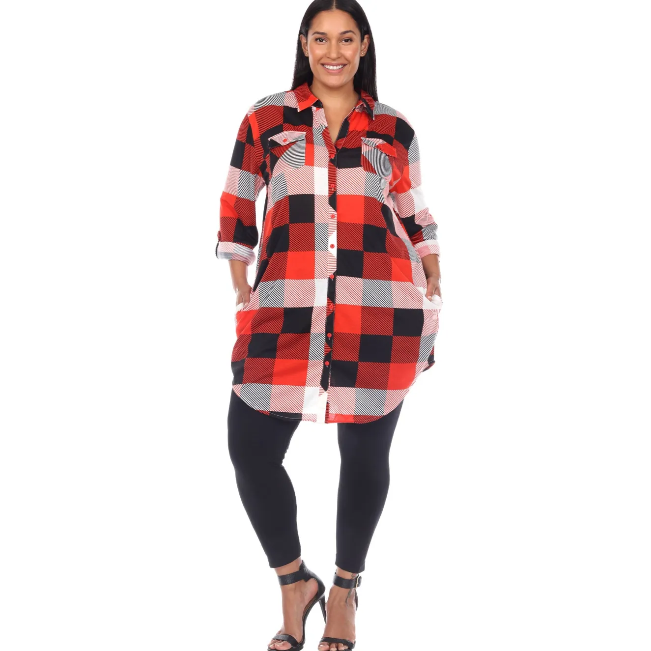 Plaid Tunic Shirt - Plus