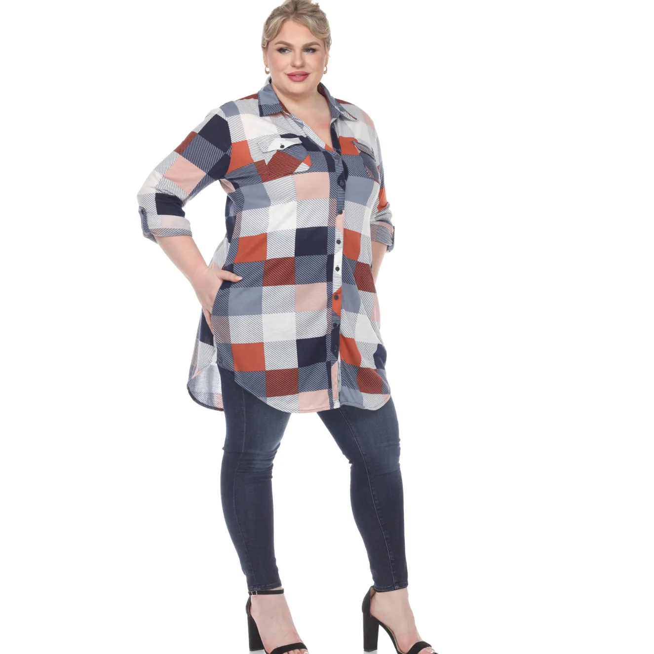 Plaid Tunic Shirt - Plus