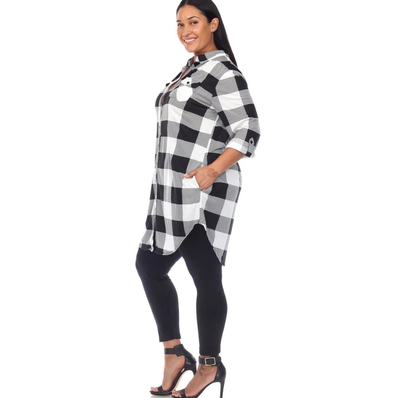 Plaid Tunic Shirt - Plus