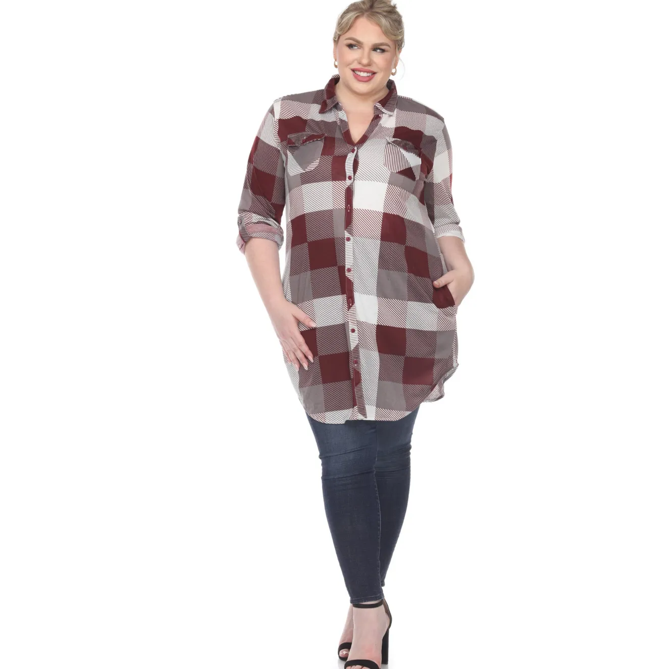 Plaid Tunic Shirt - Plus