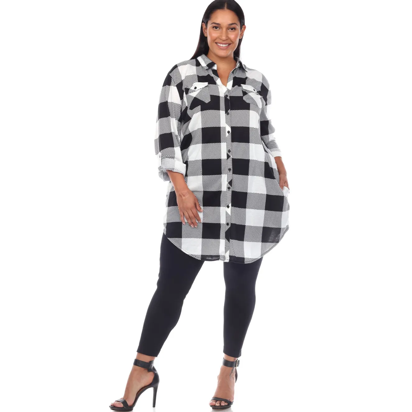 Plaid Tunic Shirt - Plus