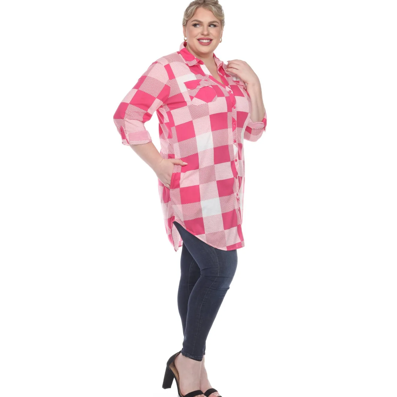 Plaid Tunic Shirt - Plus