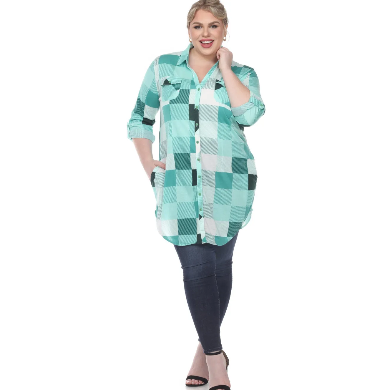 Plaid Tunic Shirt - Plus