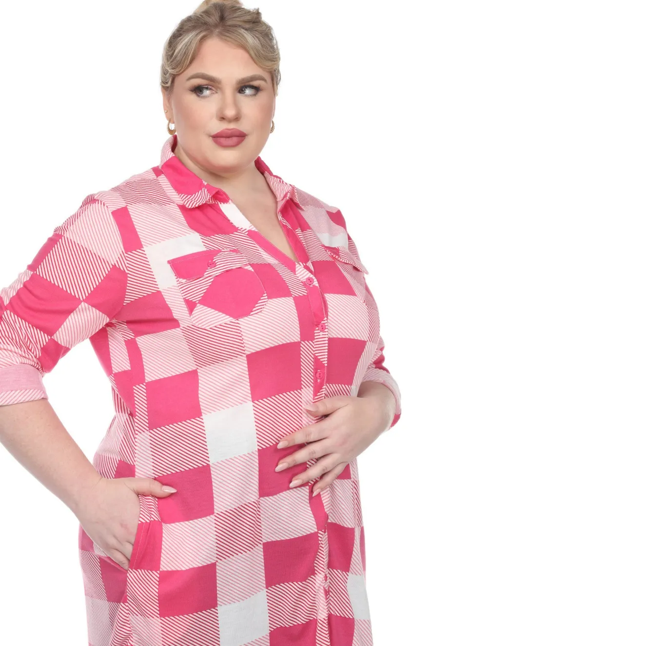Plaid Tunic Shirt - Plus