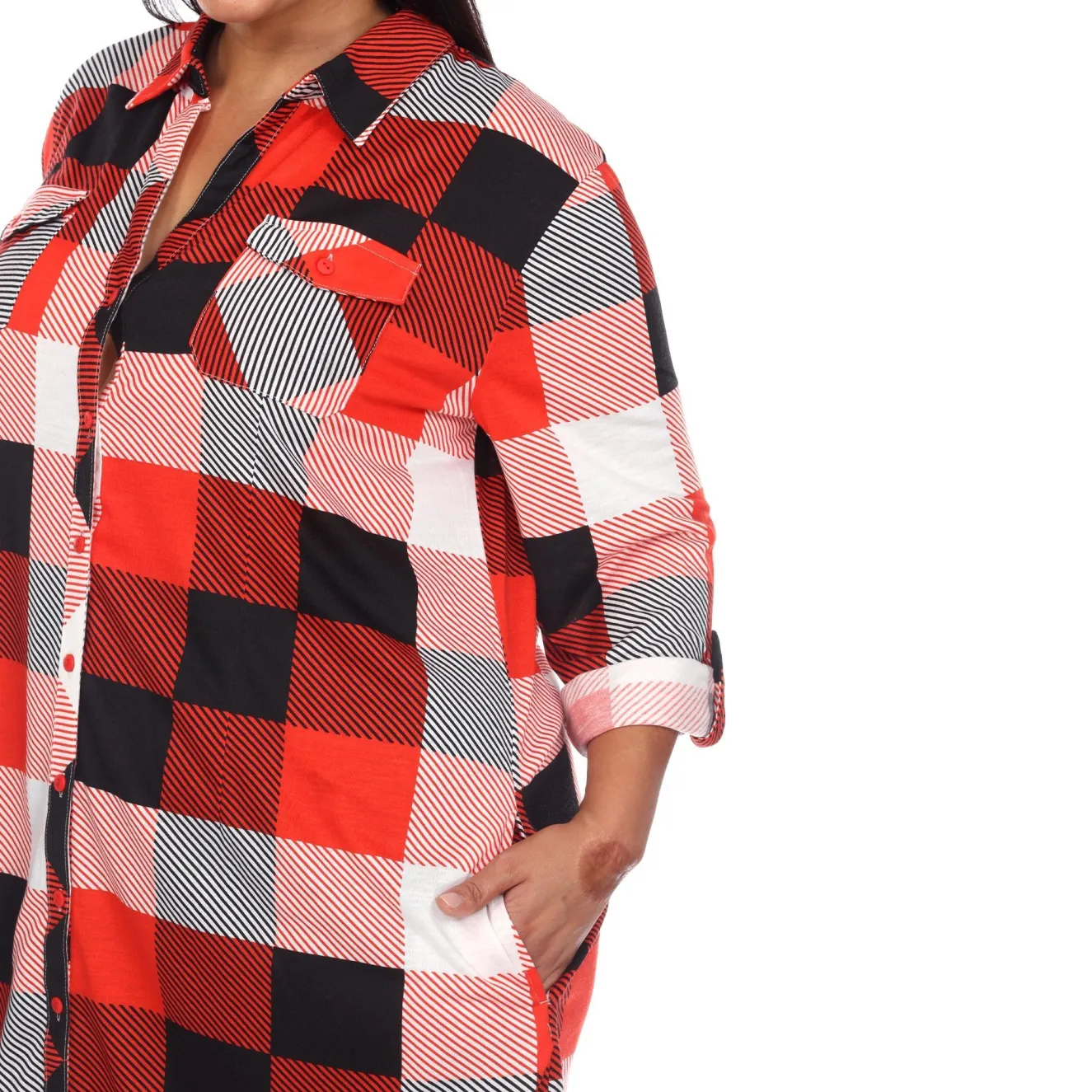 Plaid Tunic Shirt - Plus
