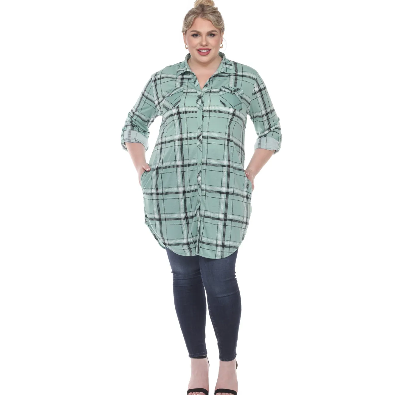 Plaid Tunic Top - Plus