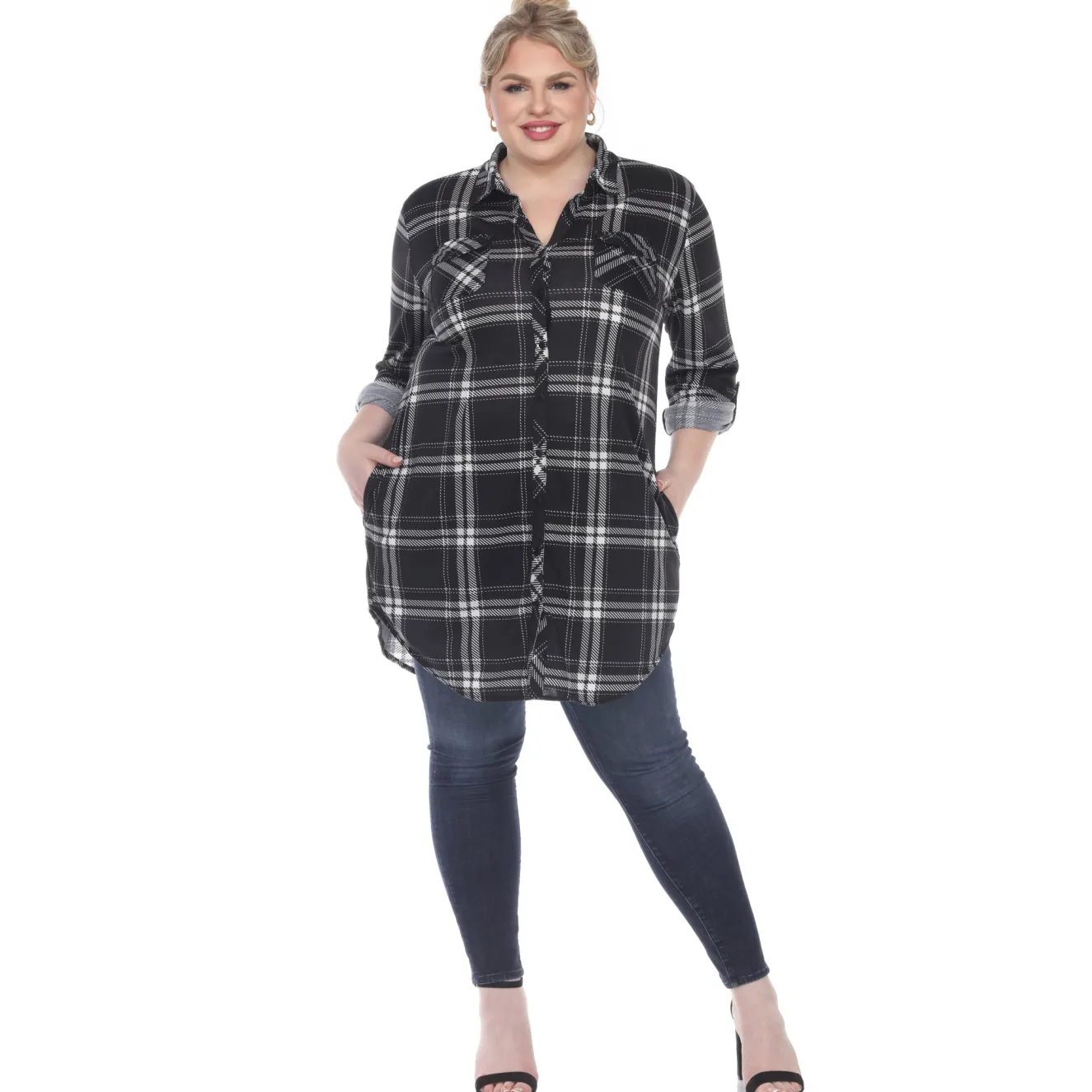 Plaid Tunic Top - Plus