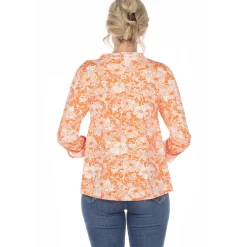 Pleated Long Sleeve Floral Print Blouse