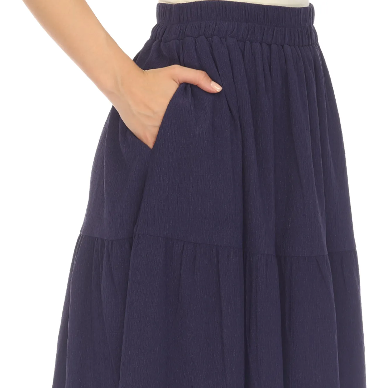 Pleated Tiered Maxi Skirt