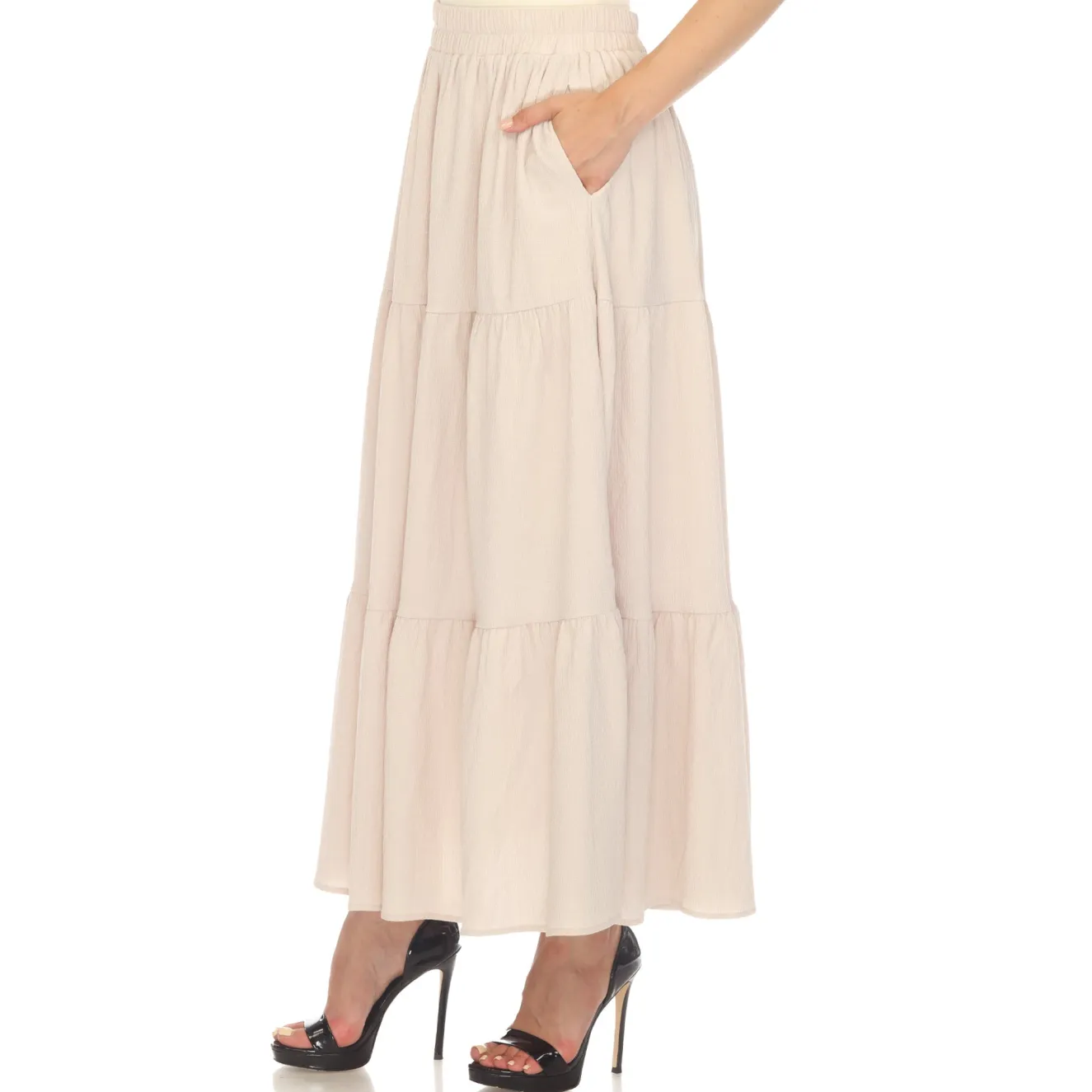 Pleated Tiered Maxi Skirt
