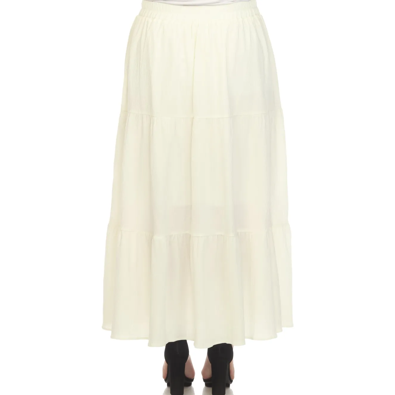 Pleated Tiered Maxi Skirt - Plus