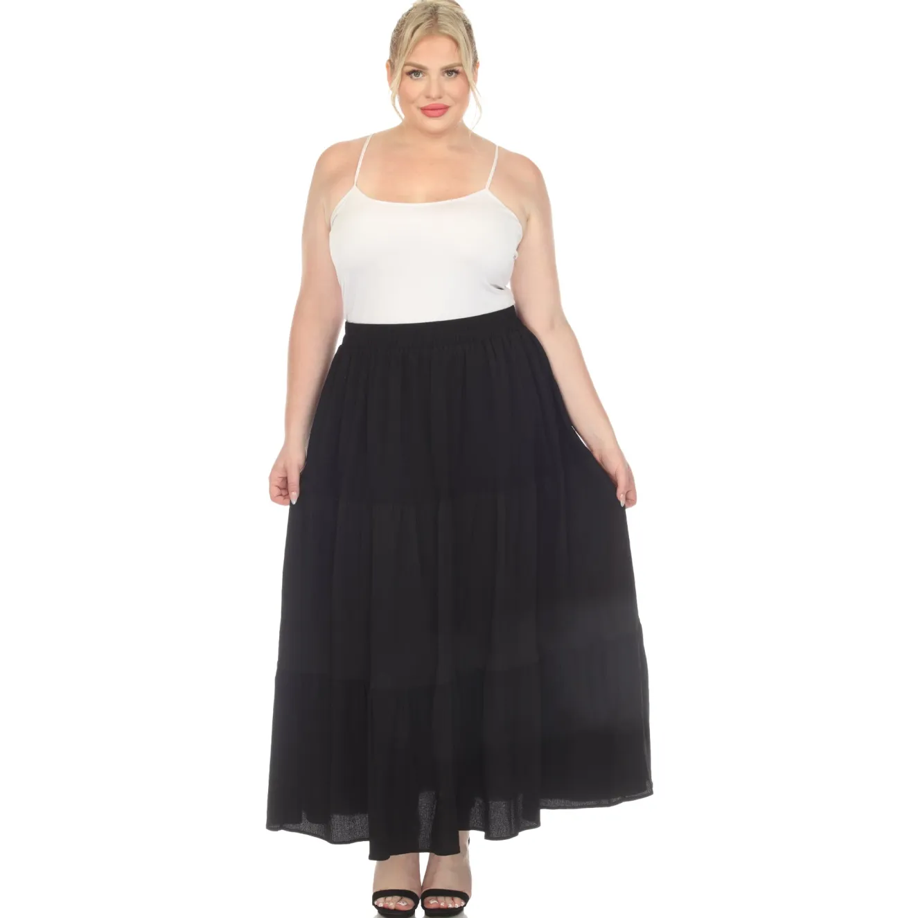 Pleated Tiered Maxi Skirt - Plus