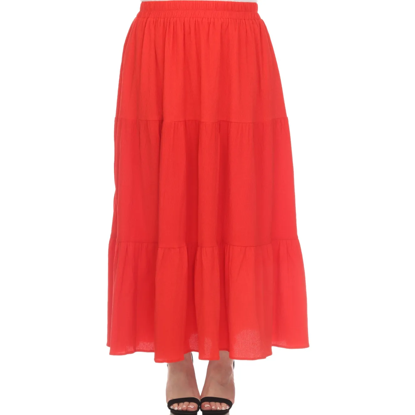 Pleated Tiered Maxi Skirt - Plus