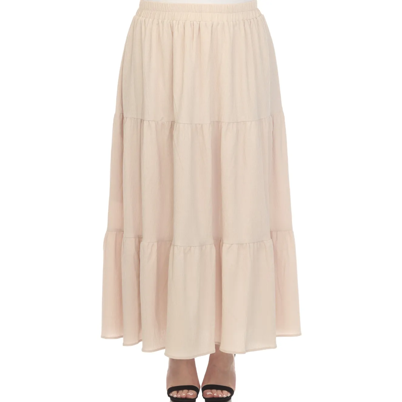 Pleated Tiered Maxi Skirt - Plus