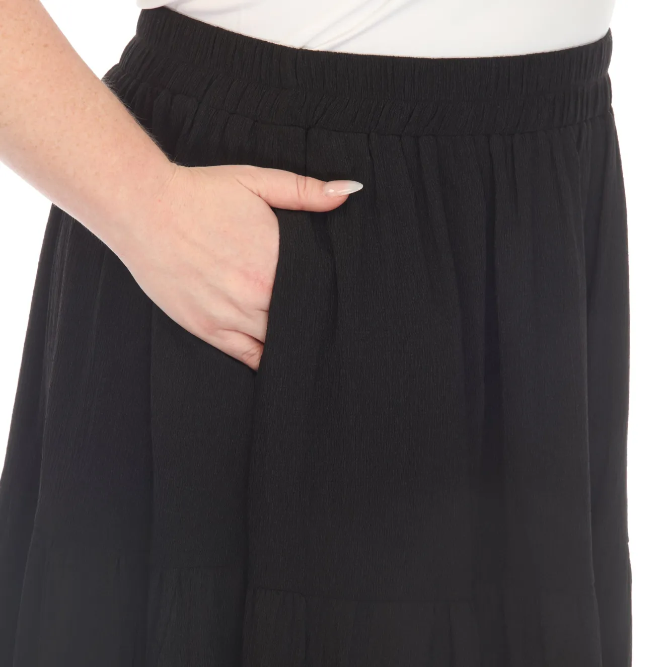 Pleated Tiered Maxi Skirt - Plus