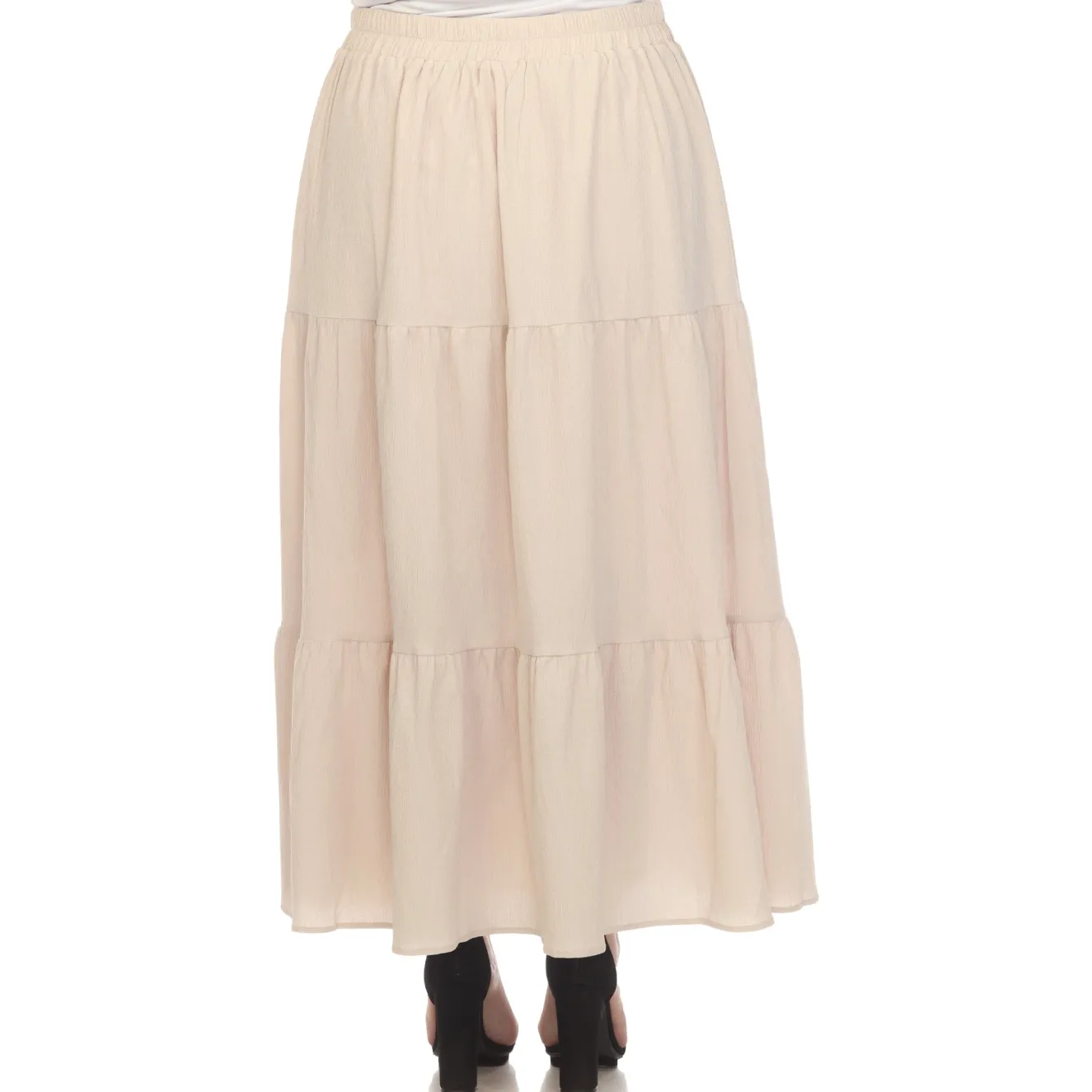 Pleated Tiered Maxi Skirt - Plus