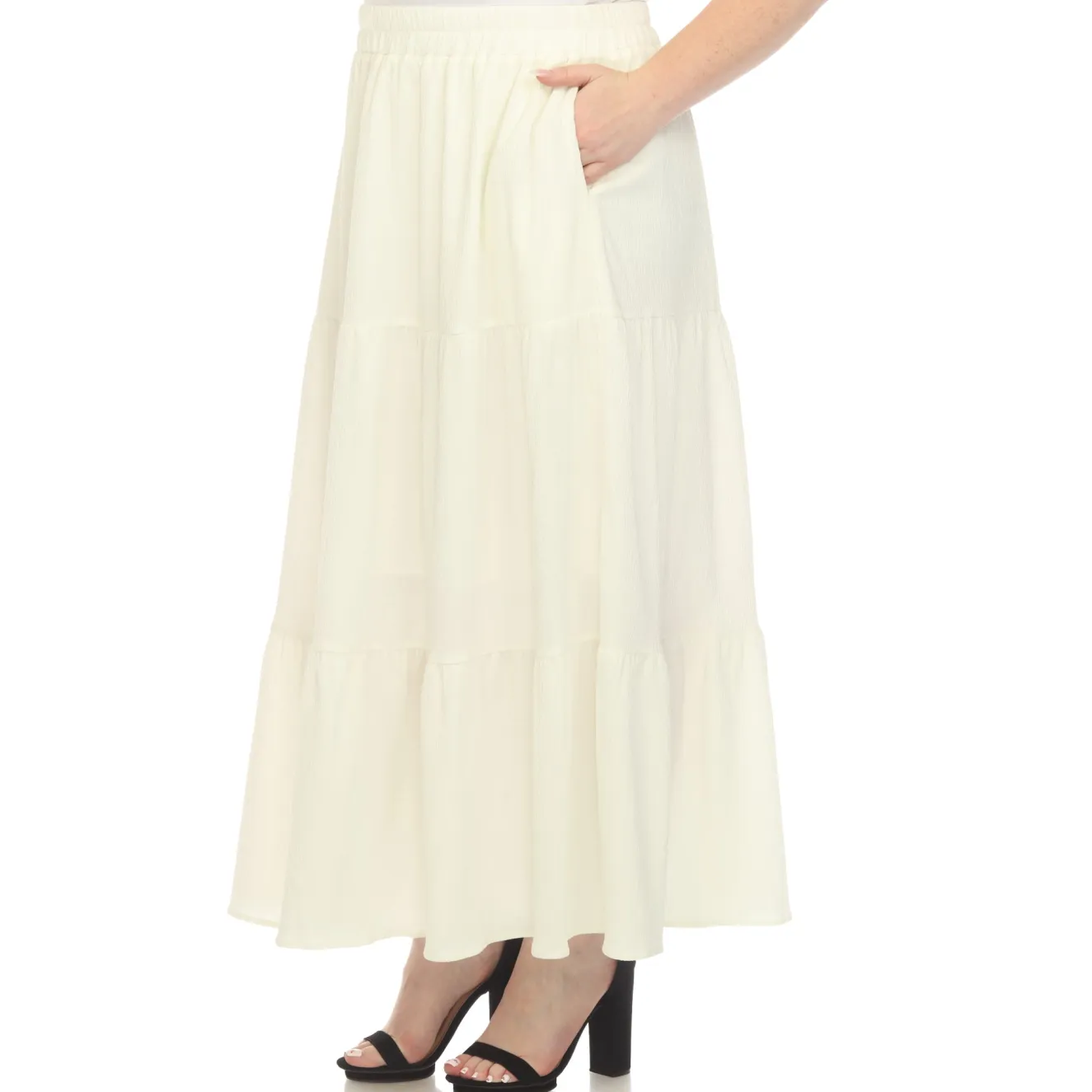 Pleated Tiered Maxi Skirt - Plus