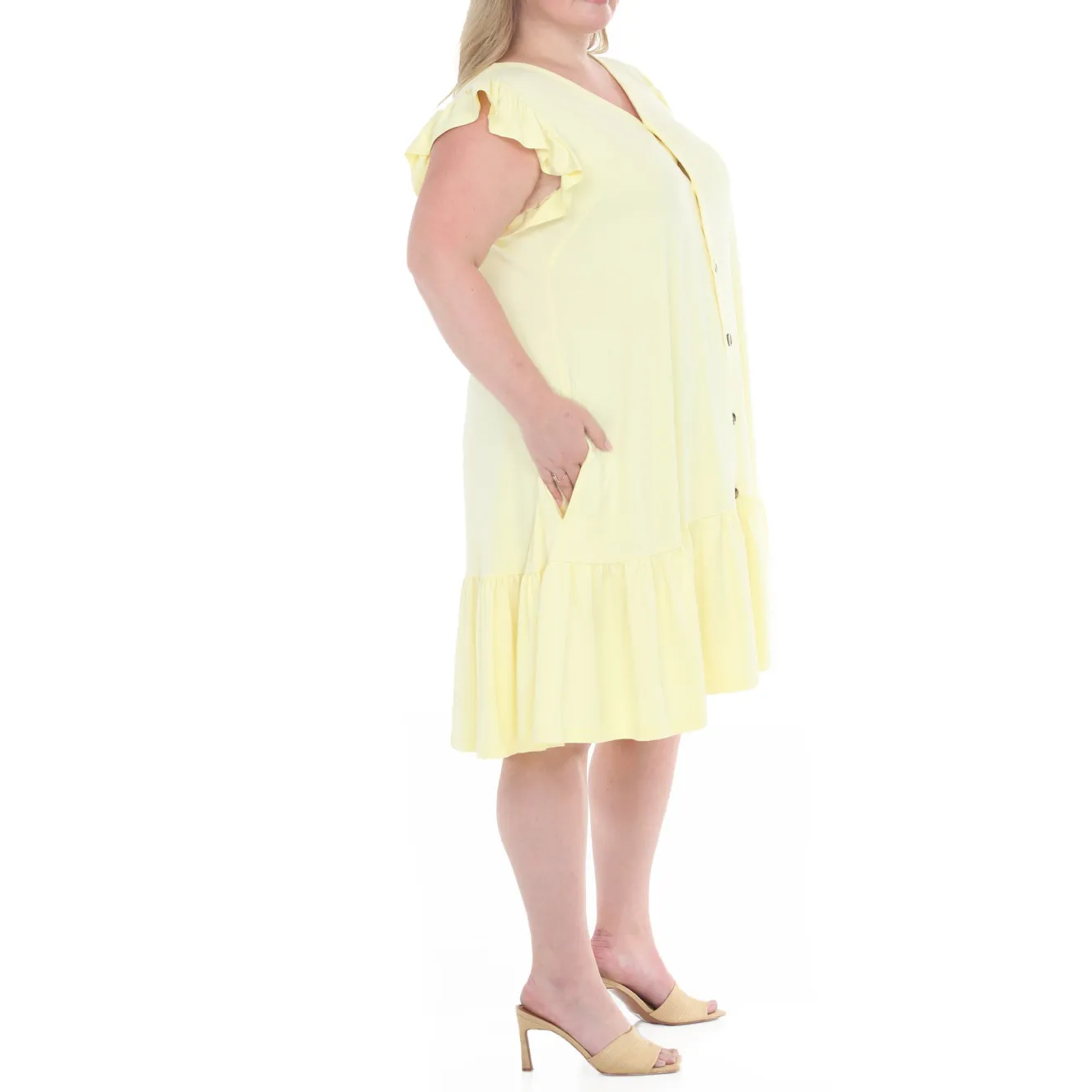 Plus Size Button Front Tiered Swing Dress