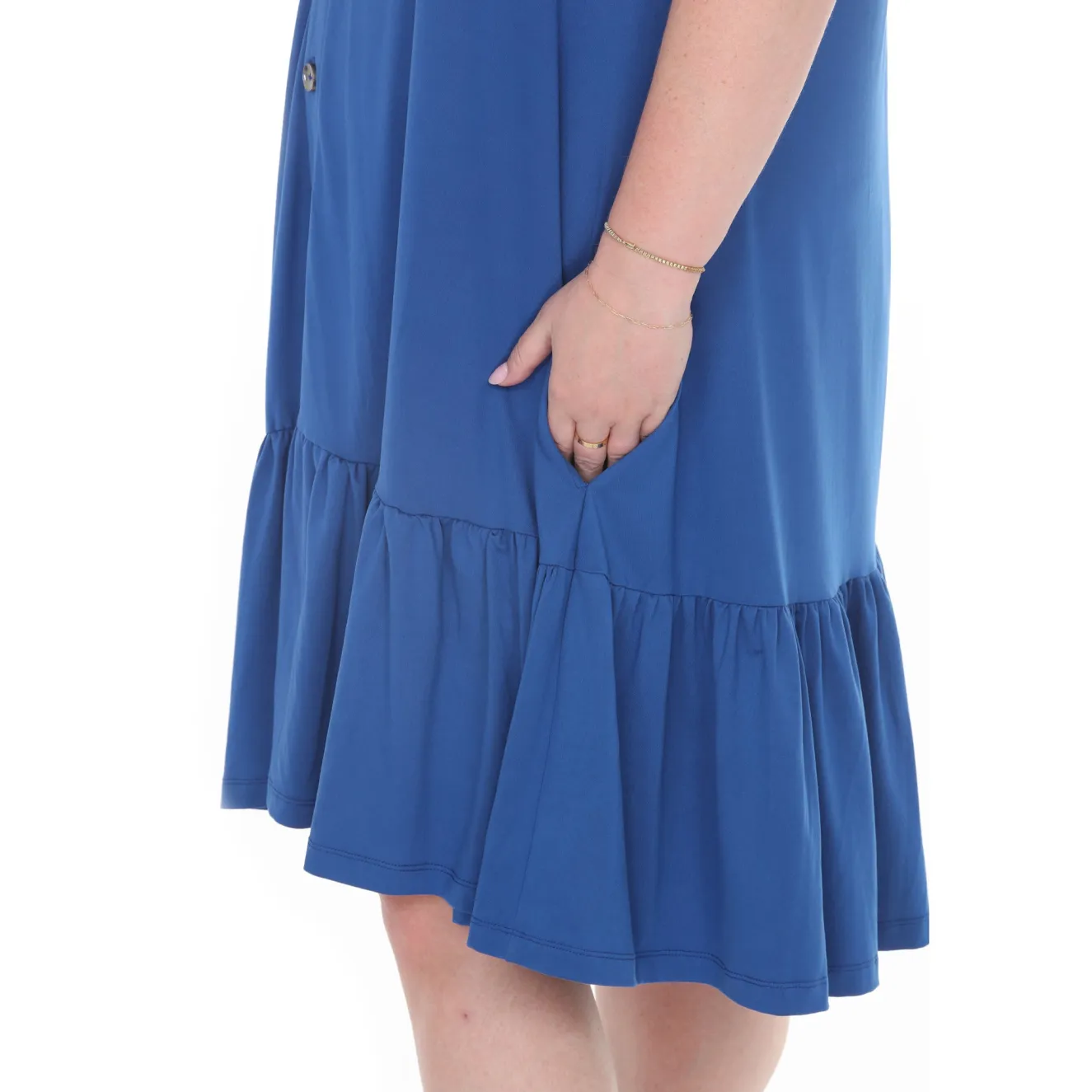Plus Size Button Front Tiered Swing Dress