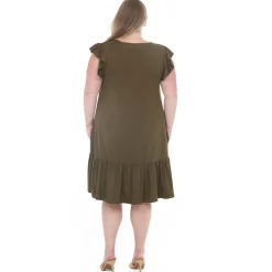 Plus Size Button Front Tiered Swing Dress