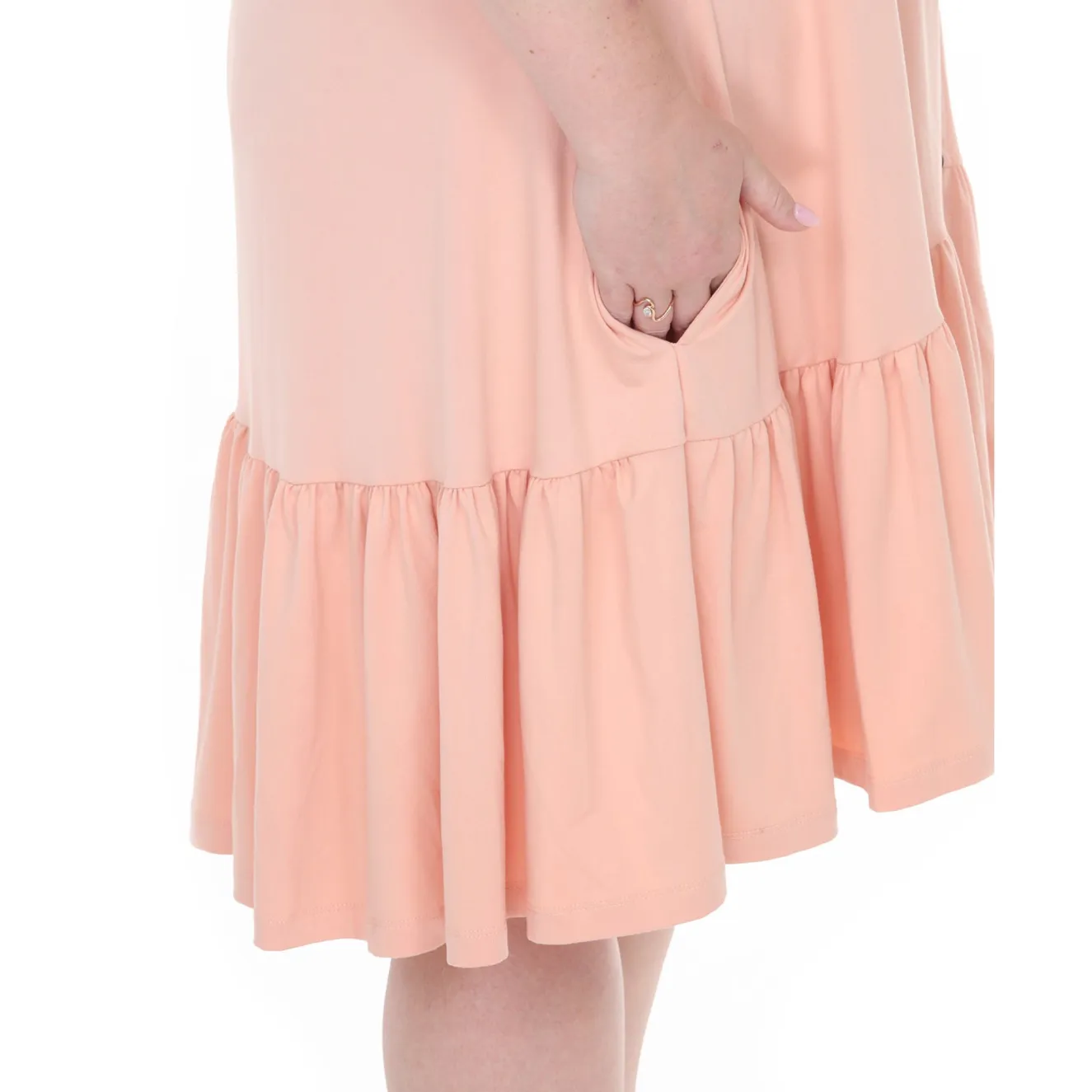 Plus Size Button Front Tiered Swing Dress