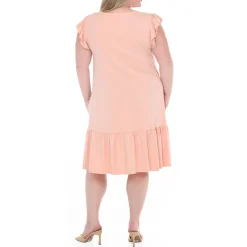 Plus Size Button Front Tiered Swing Dress