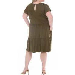 Plus Size Flutter Sleeve Ruffle Tiered Dress