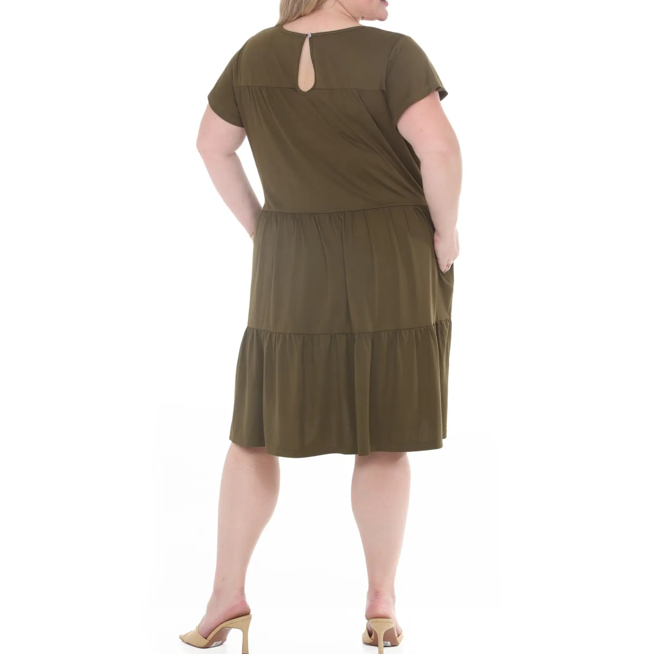 Plus Size Flutter Sleeve Ruffle Tiered Dress