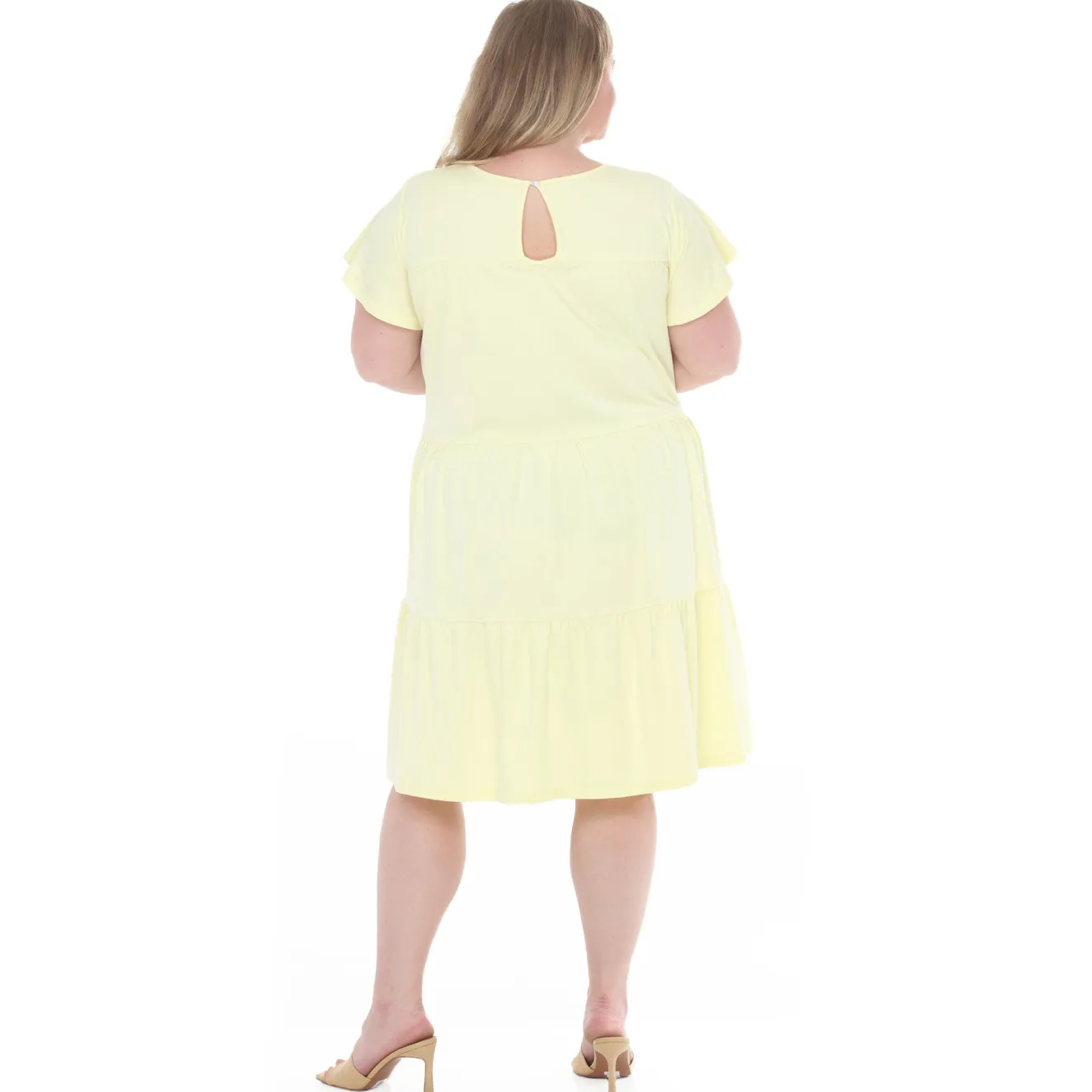 Plus Size Flutter Sleeve Ruffle Tiered Dress