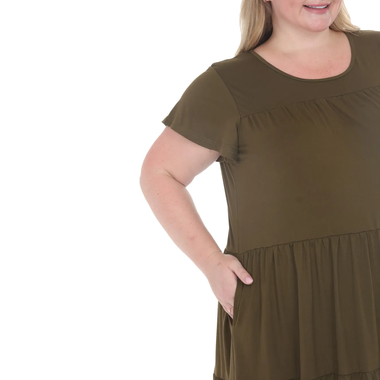 Plus Size Flutter Sleeve Ruffle Tiered Dress