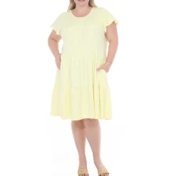 Plus Size Flutter Sleeve Ruffle Tiered Dress