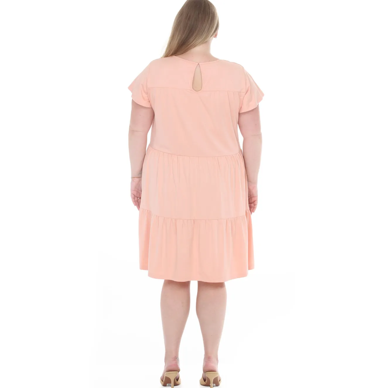 Plus Size Flutter Sleeve Ruffle Tiered Dress