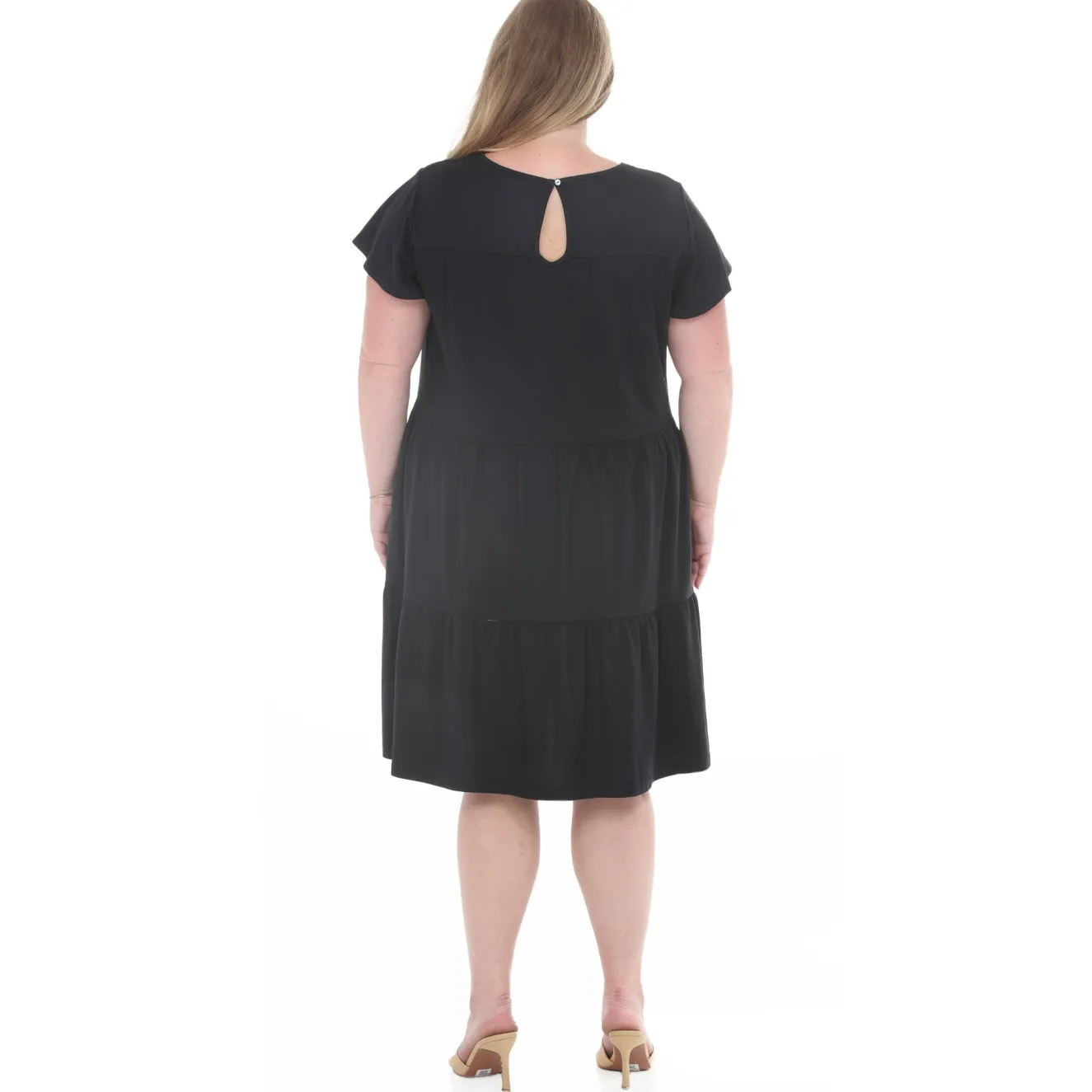 Plus Size Flutter Sleeve Ruffle Tiered Dress
