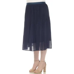 Plus Size Pleated Chiffon Midi Skirt