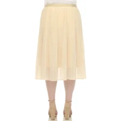Plus Size Pleated Chiffon Midi Skirt