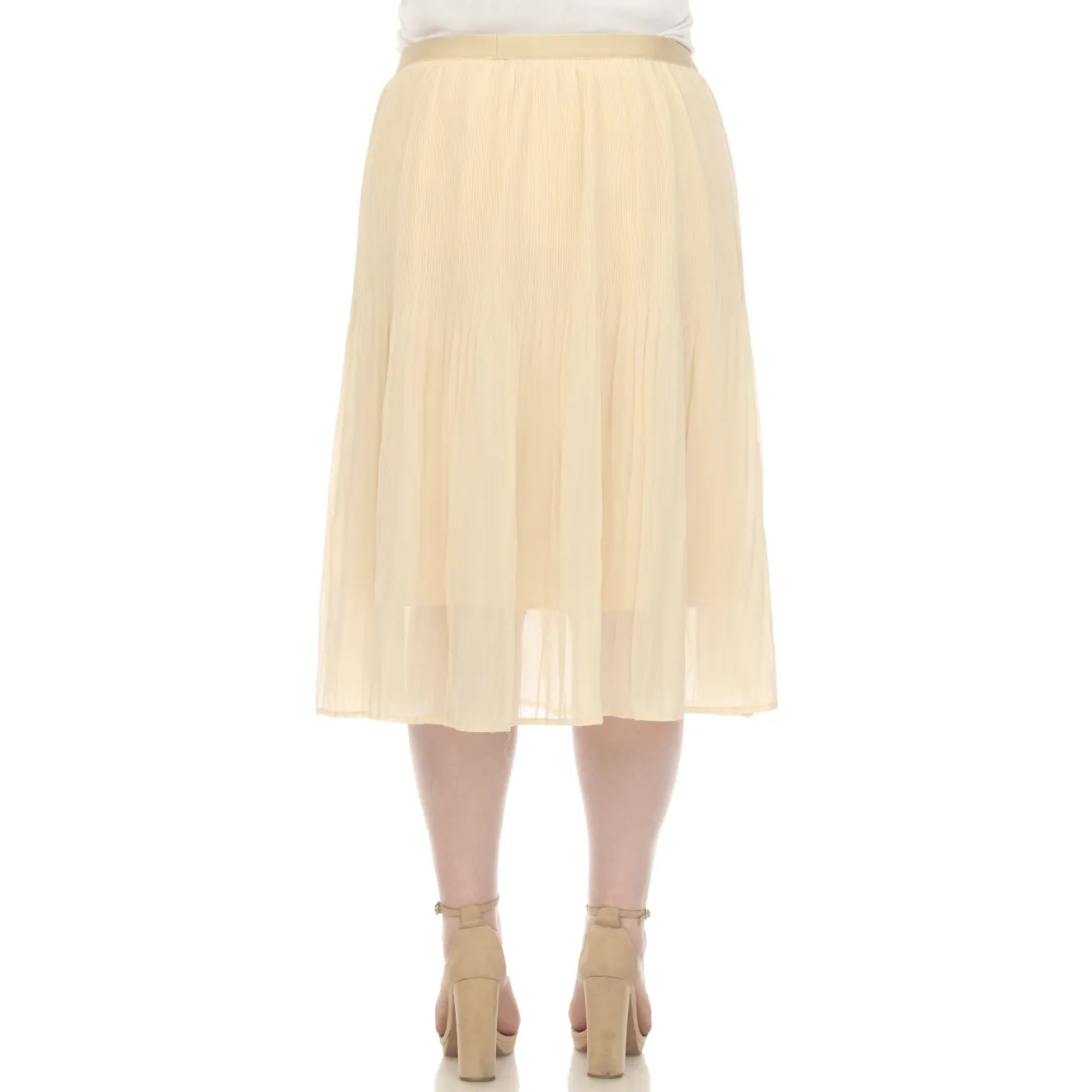 Plus Size Pleated Chiffon Midi Skirt