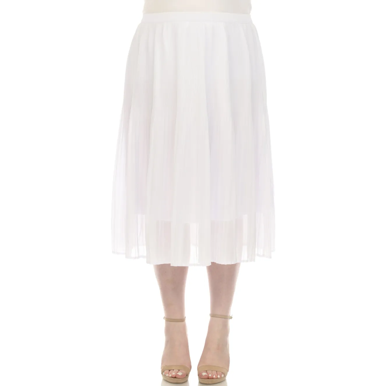 Plus Size Pleated Chiffon Midi Skirt