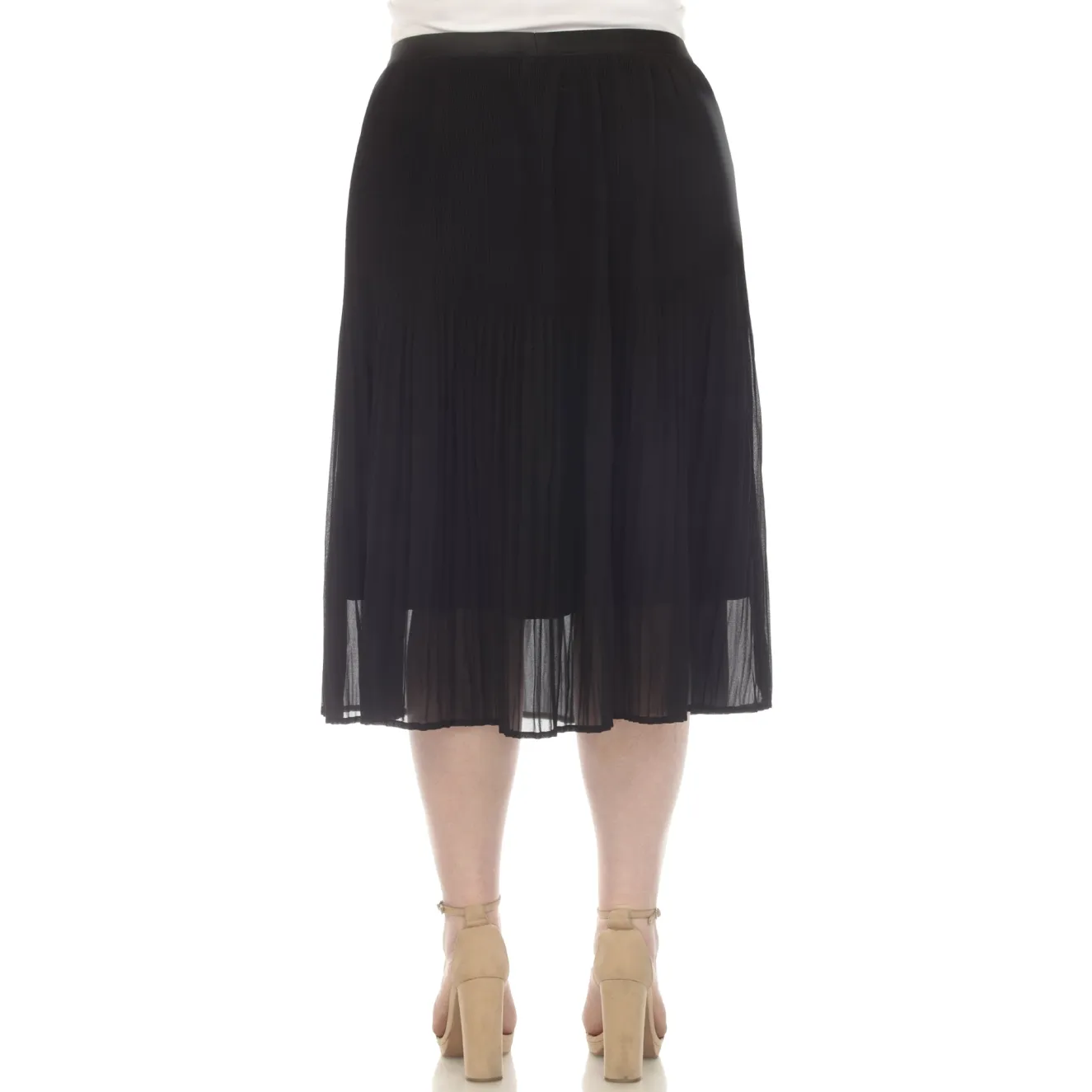 Plus Size Pleated Chiffon Midi Skirt