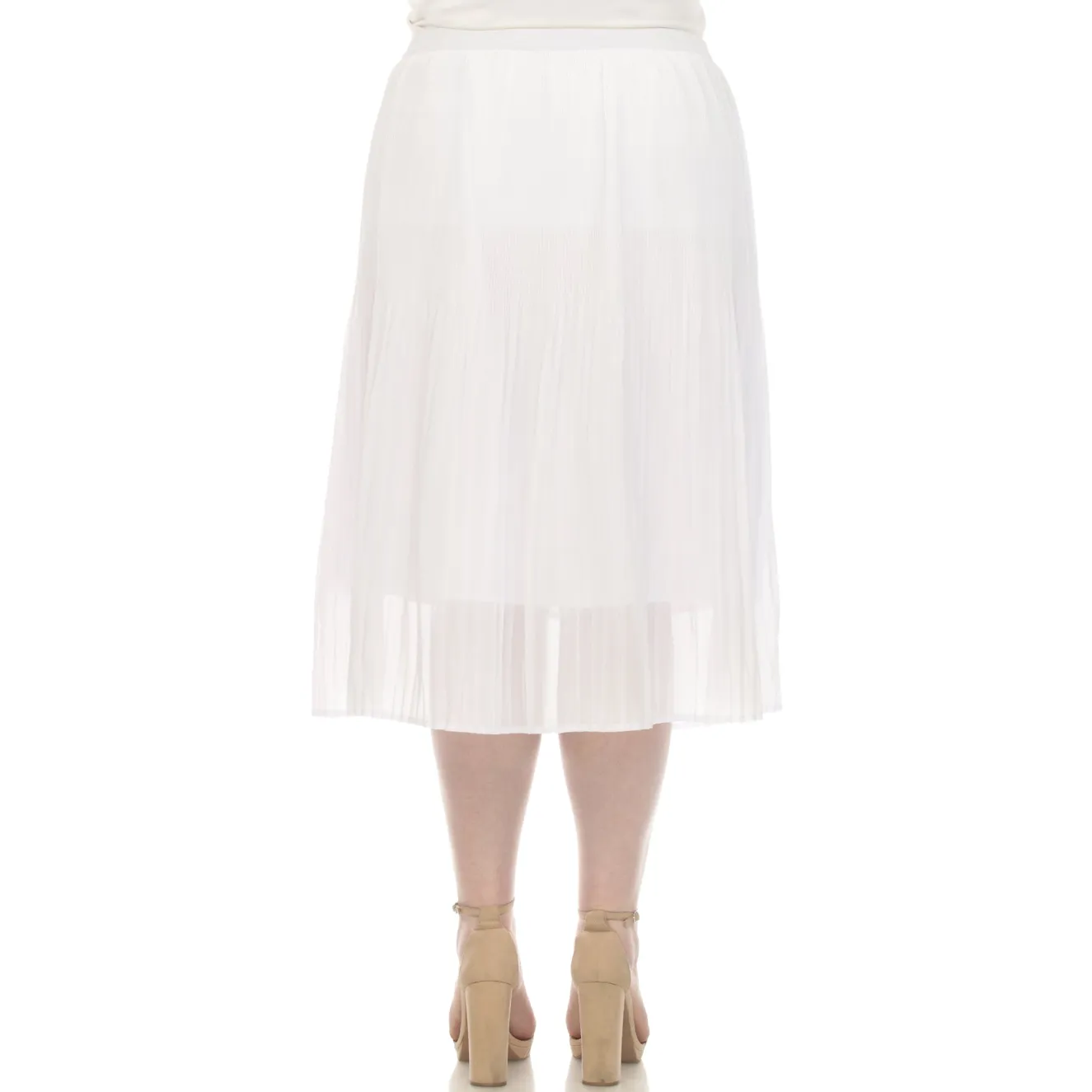 Plus Size Pleated Chiffon Midi Skirt