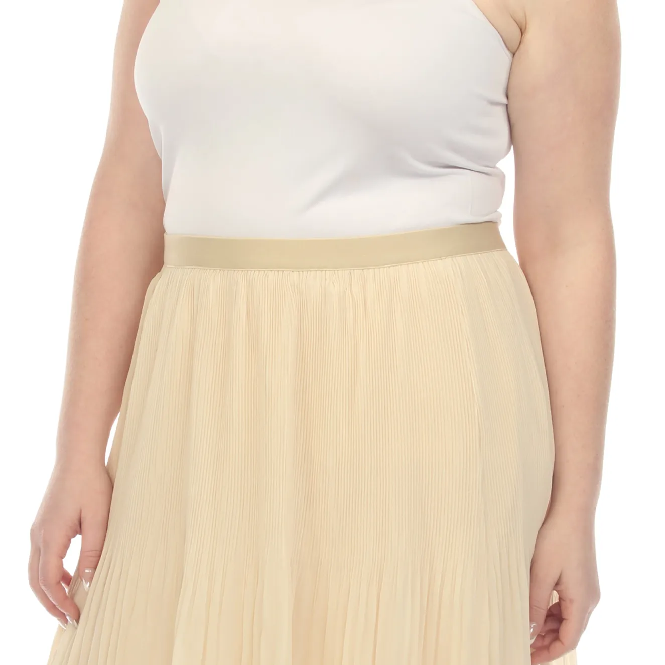 Plus Size Pleated Chiffon Midi Skirt