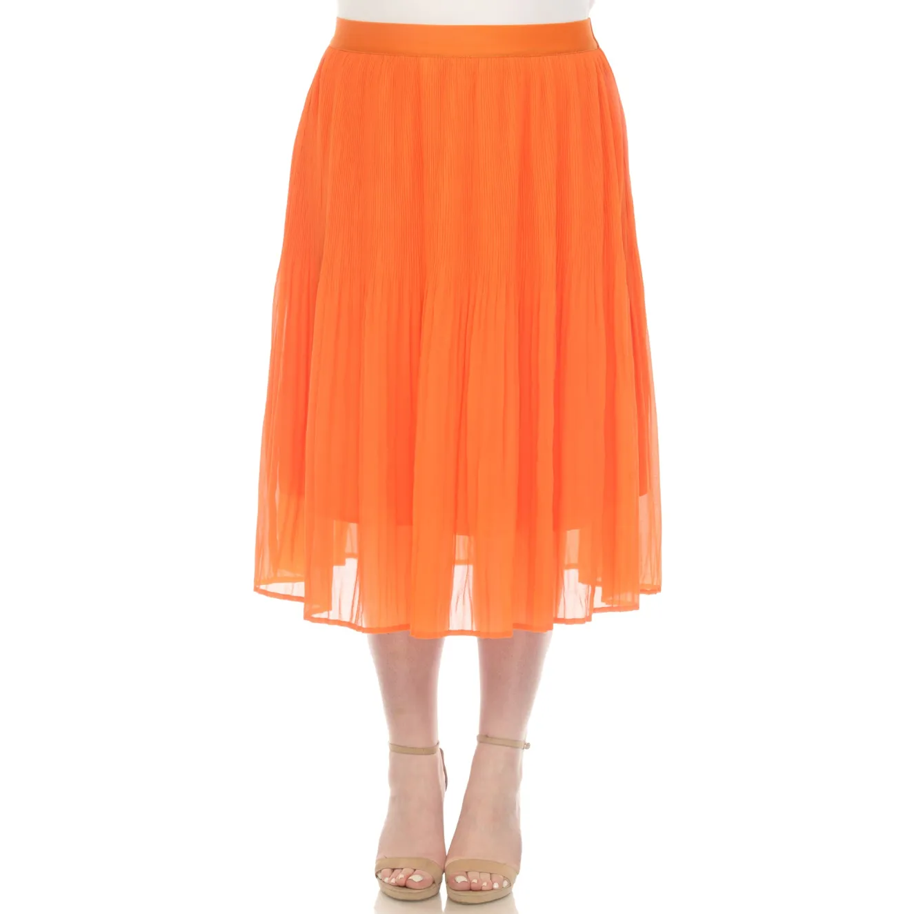Plus Size Pleated Chiffon Midi Skirt
