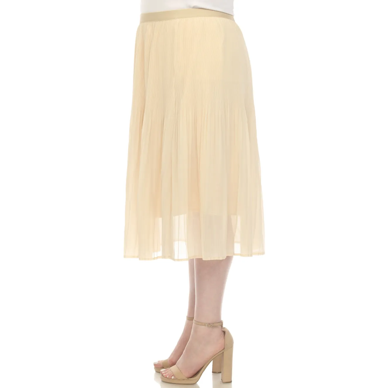 Plus Size Pleated Chiffon Midi Skirt